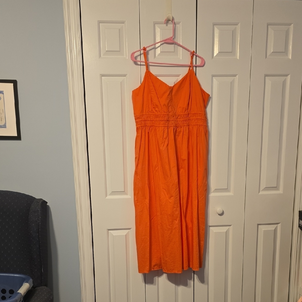 Old Navy Bright Orange Midi Dress